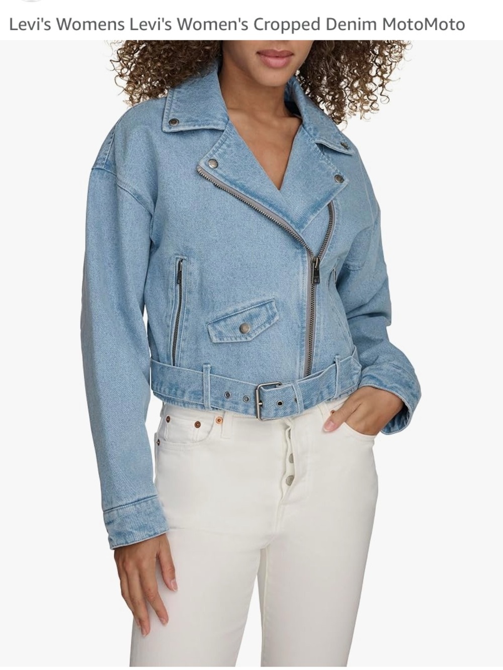 Levi’s Light Blue Denim Moto Jacket with Belt